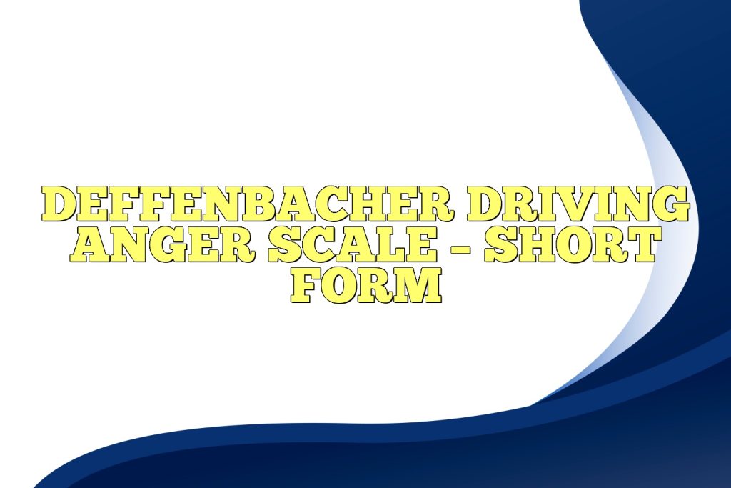 deffenbacher driving anger scale short form