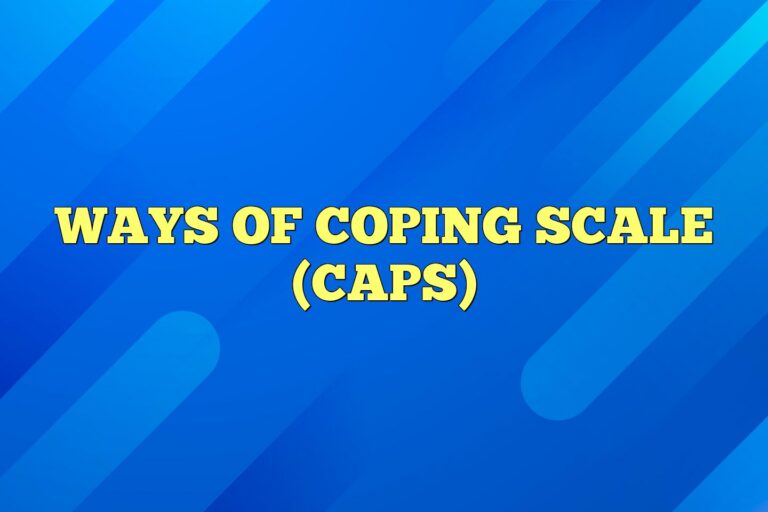 Ways Of Coping Scale