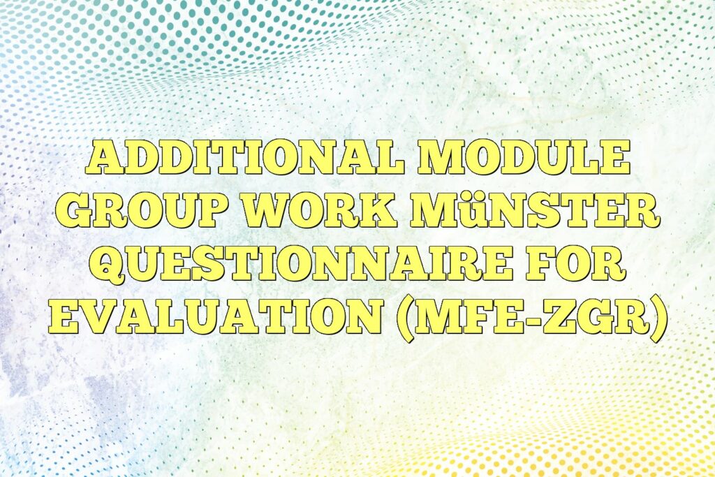 additional module group work münster questionnaire for evaluation mfe zgr