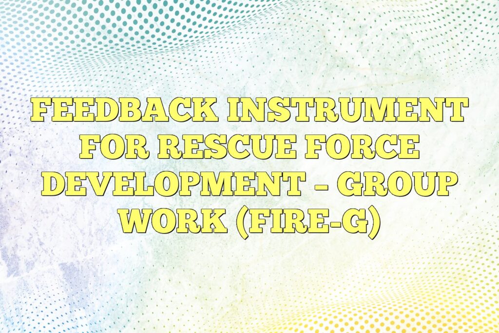feedback instrument for rescue force development group work fire g