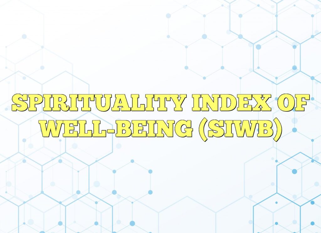 spirituality index of well being siwb