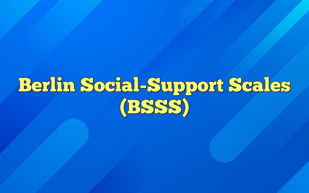 berlin social support scales bsss1