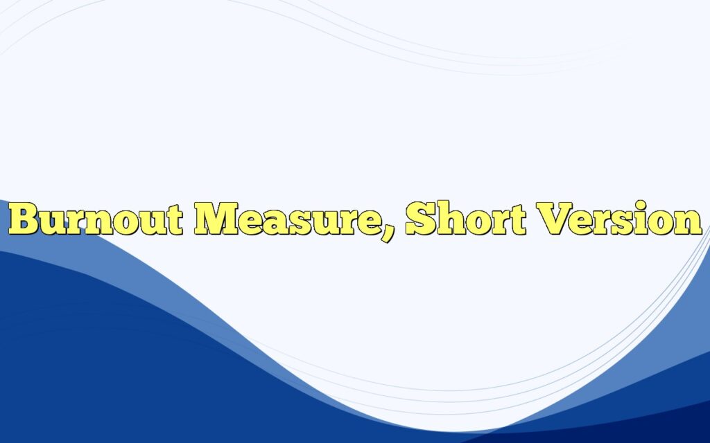 burnout measure short version