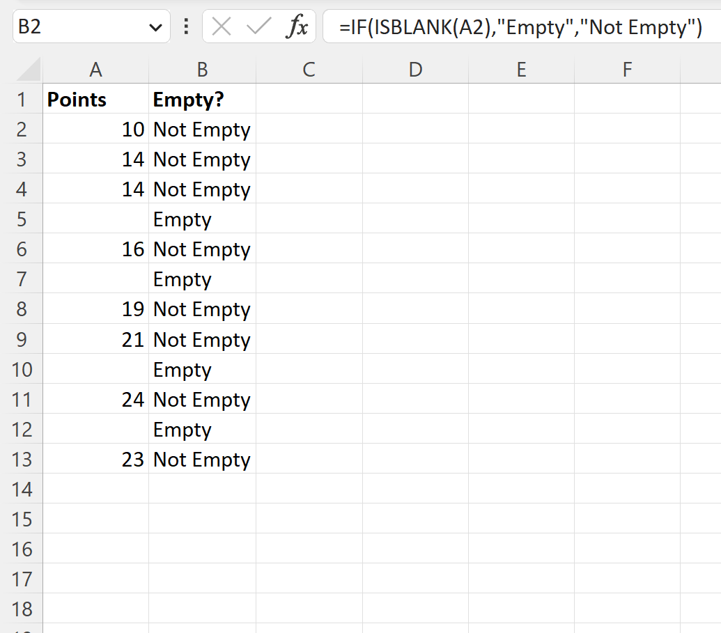 Excel check if cell is empty