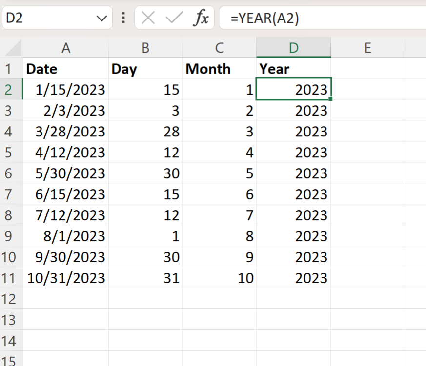 Excel split date into day, month and year