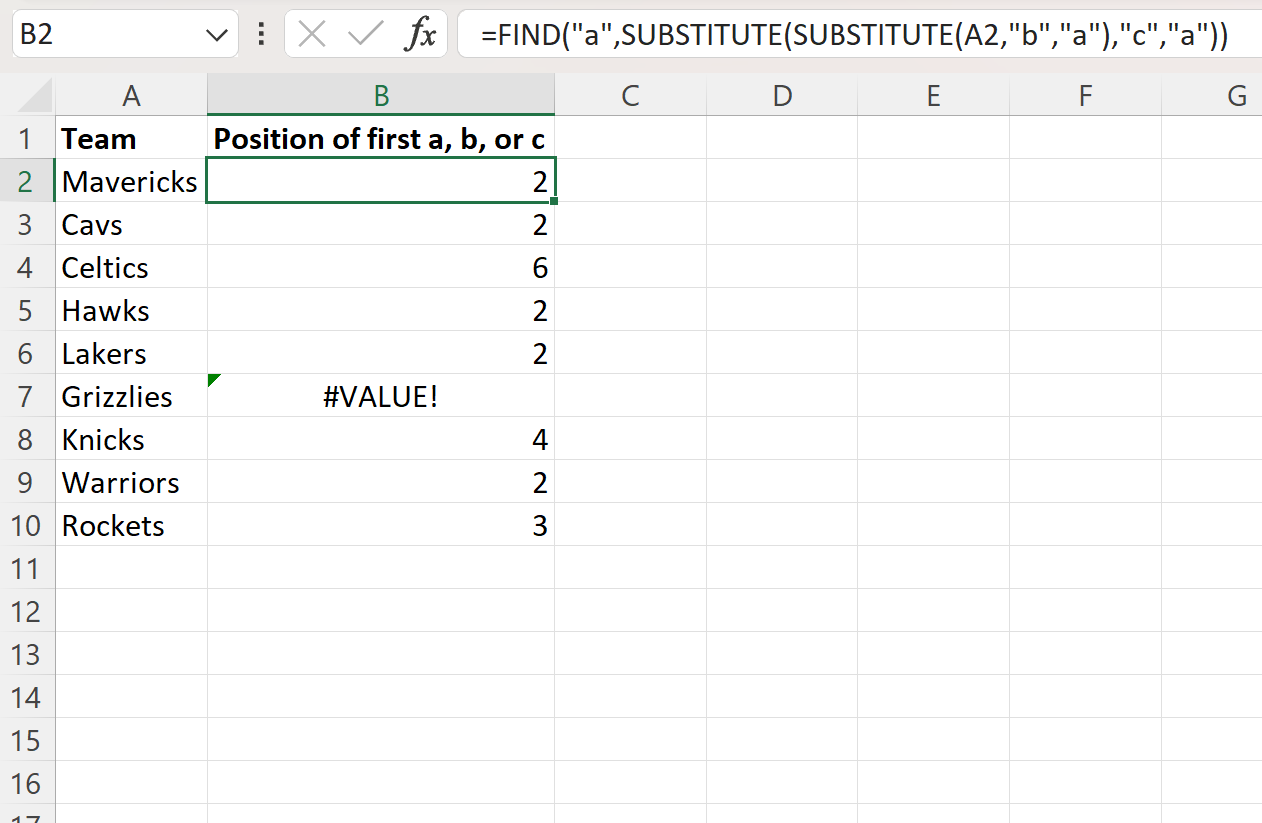 Excel FIND function with multiple criteria