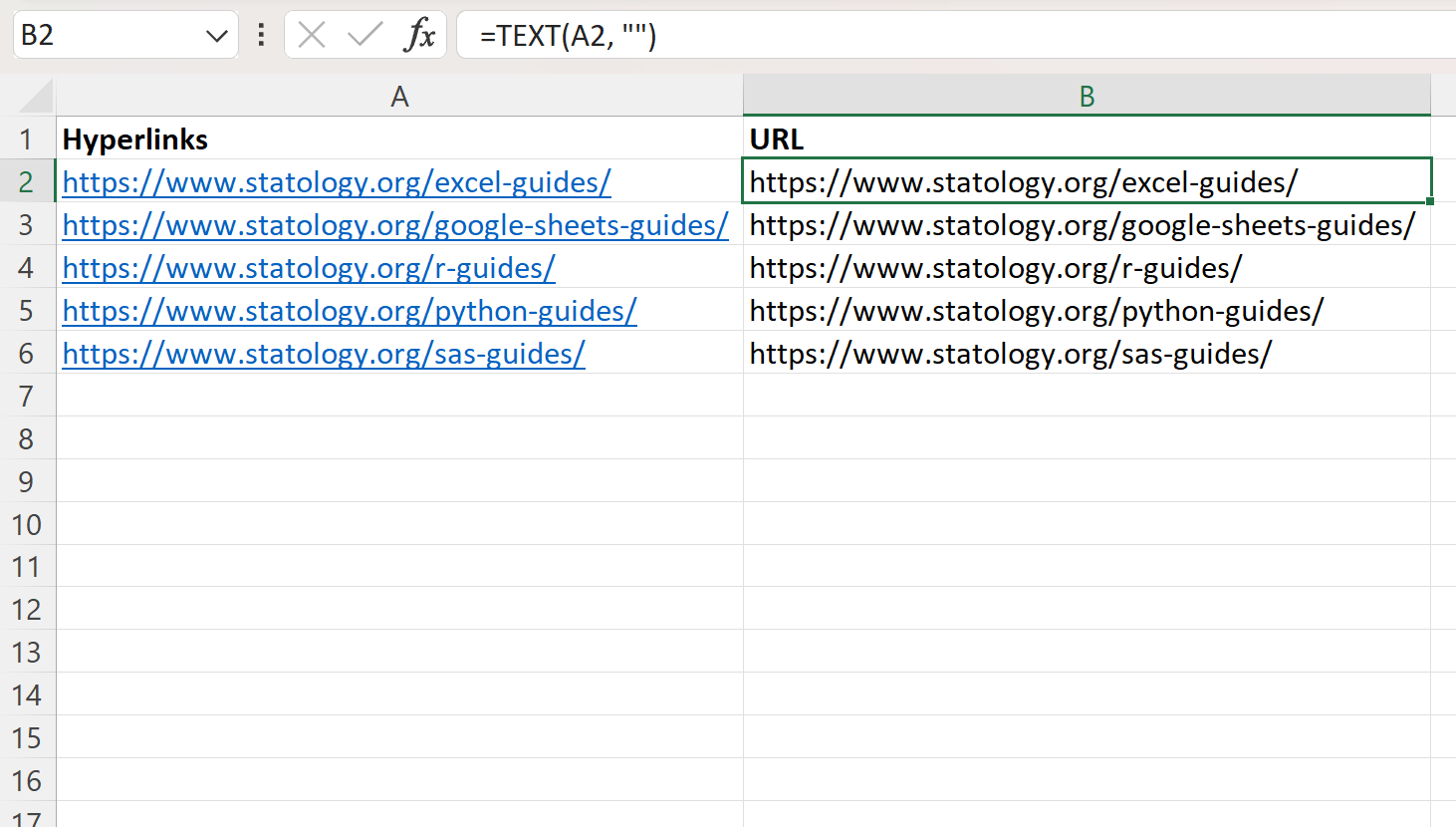 Excel extract URL from hyperlink