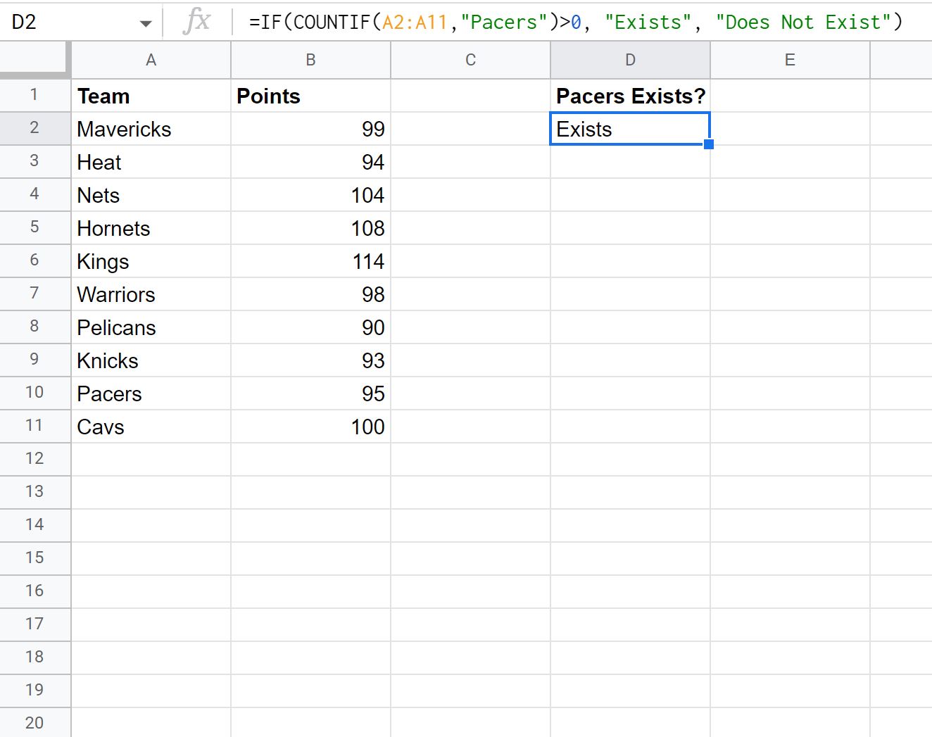 Google Sheets IF function with range of values