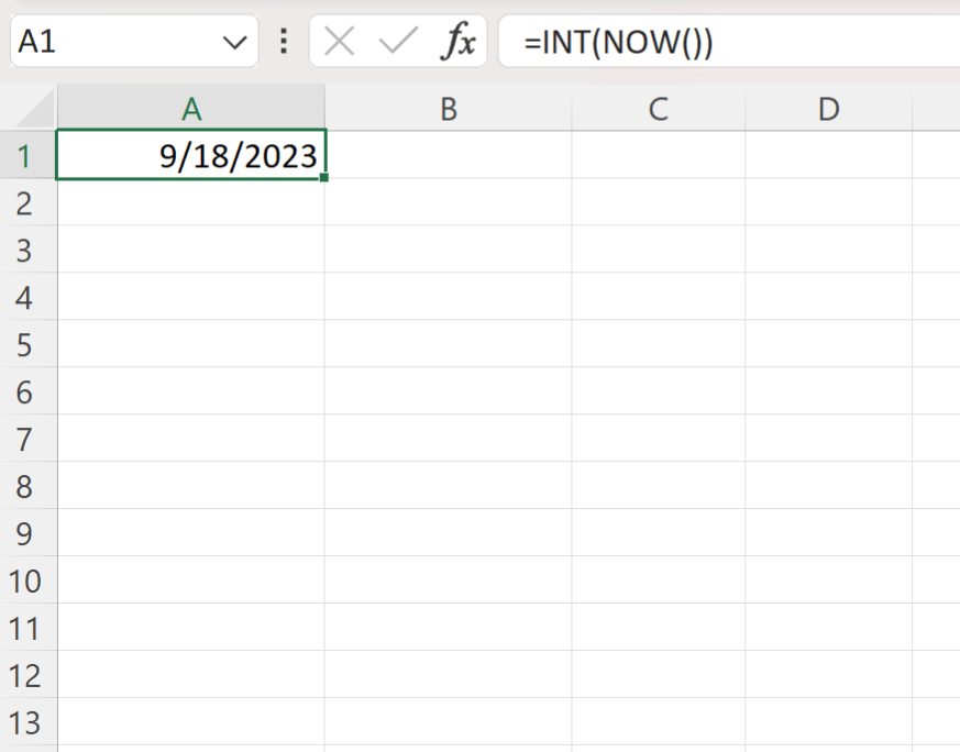 Excel NOW function date only