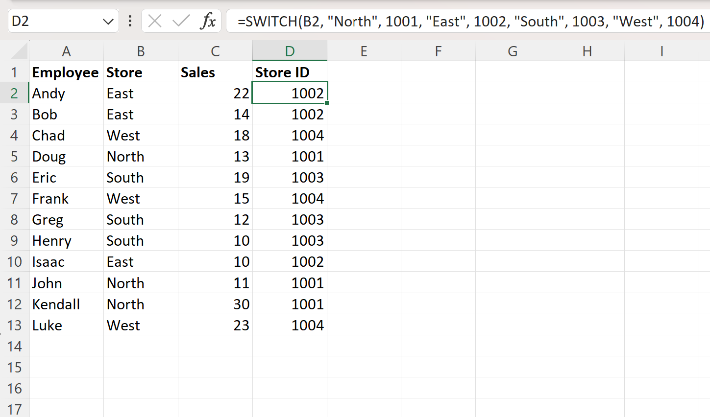 Excel assign number value to text