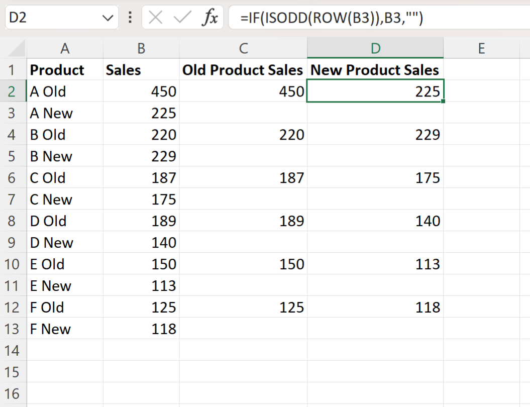 Excel move every other row to column