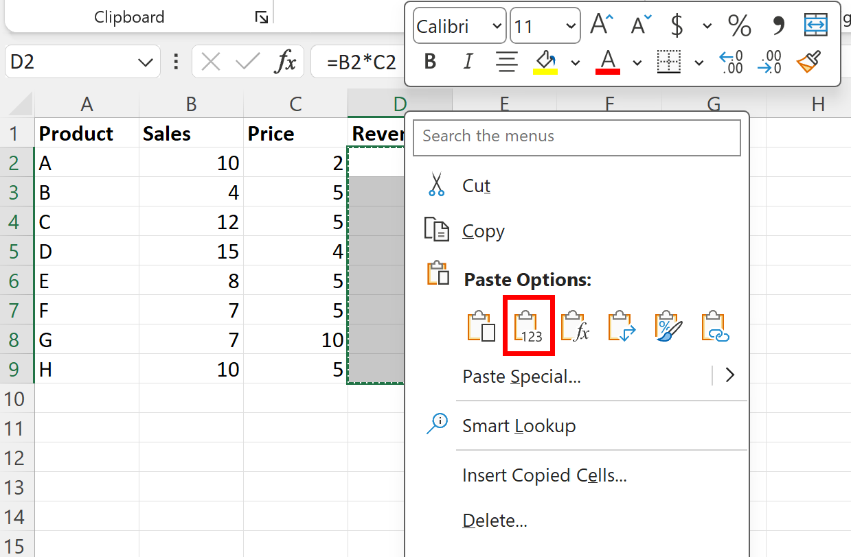 Excel remove formula but keep values