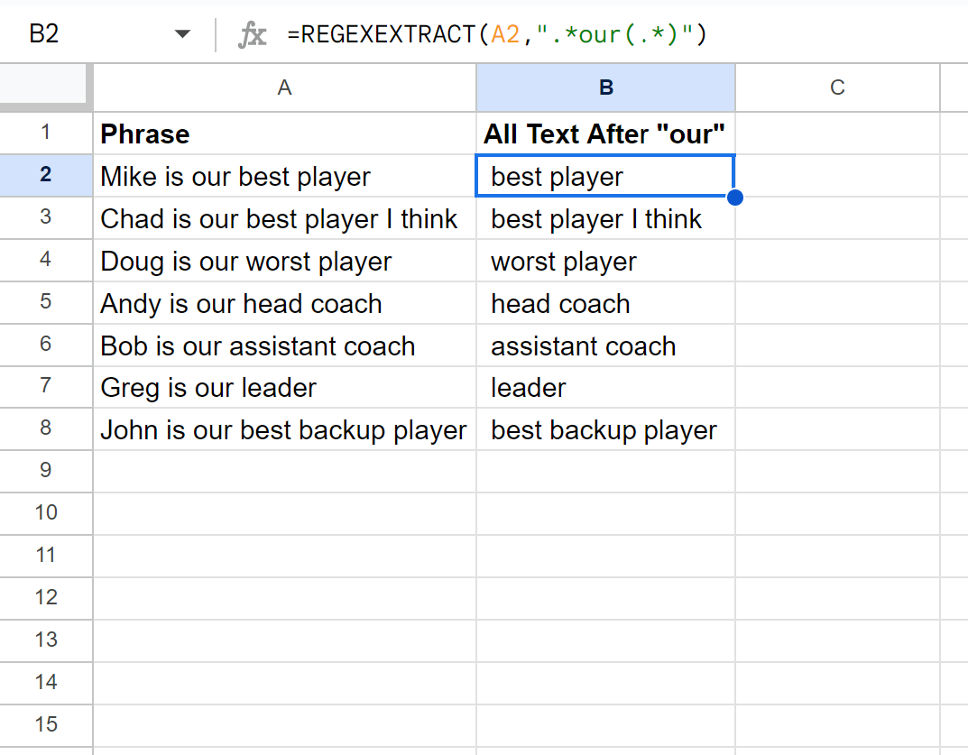 Google Sheets extract text after character