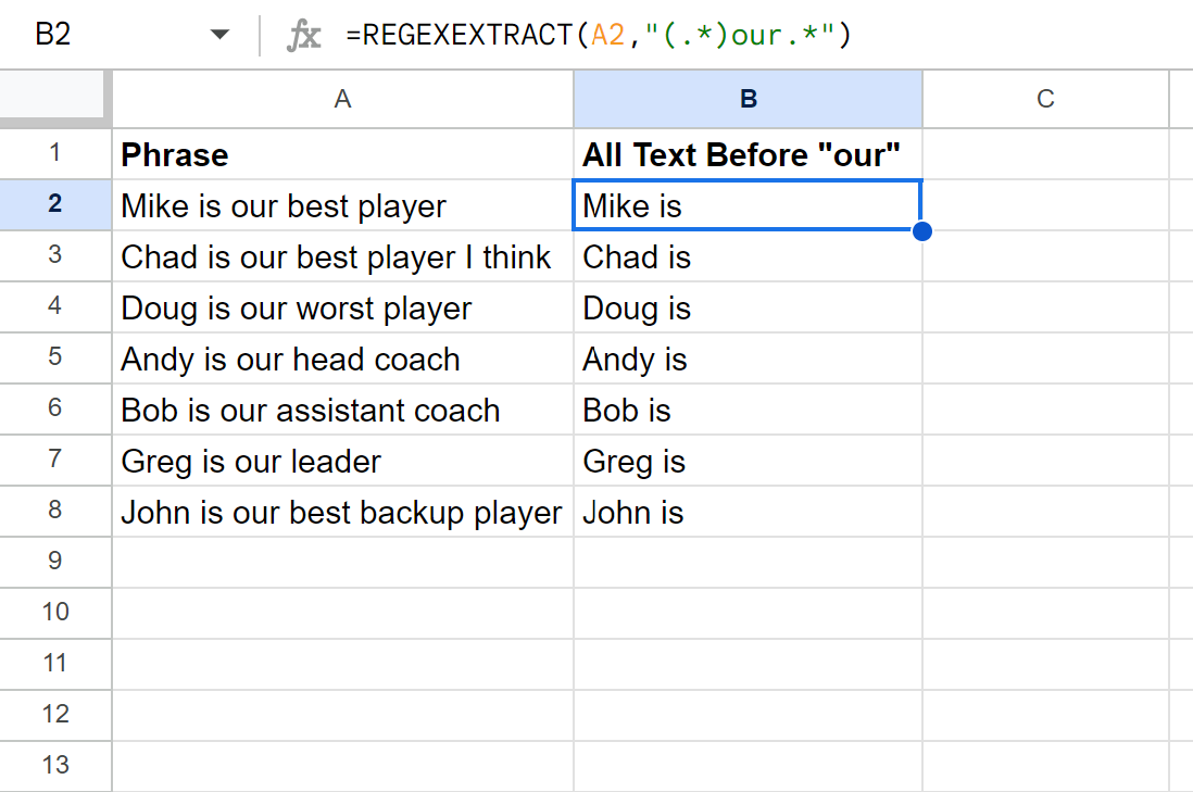 Google Sheets extract text before character