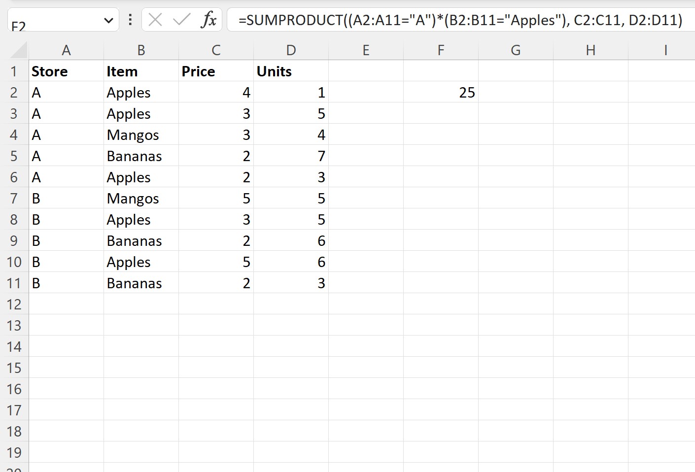 Excel SUMPRODUCT with multiple columns with AND condition