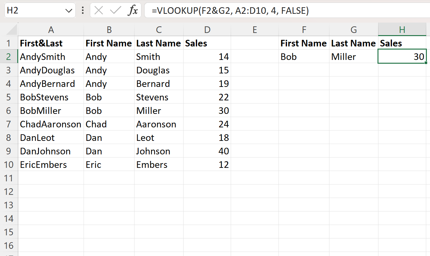 Excel VLOOKUP with CONCATENATE