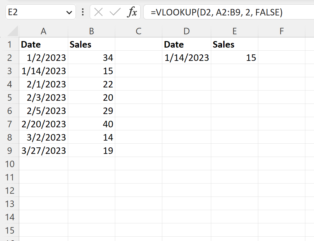 Excel VLOOKUP by date