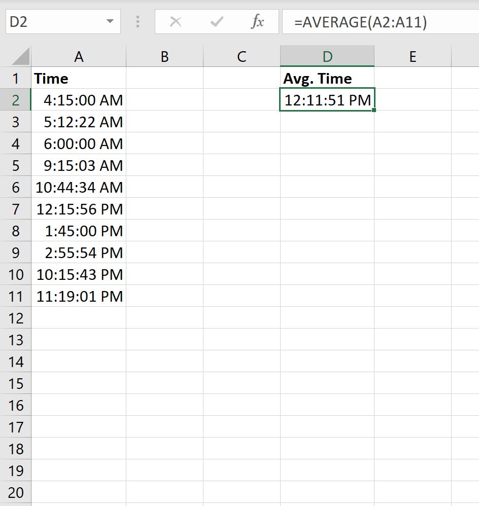 calculate average time in Excel
