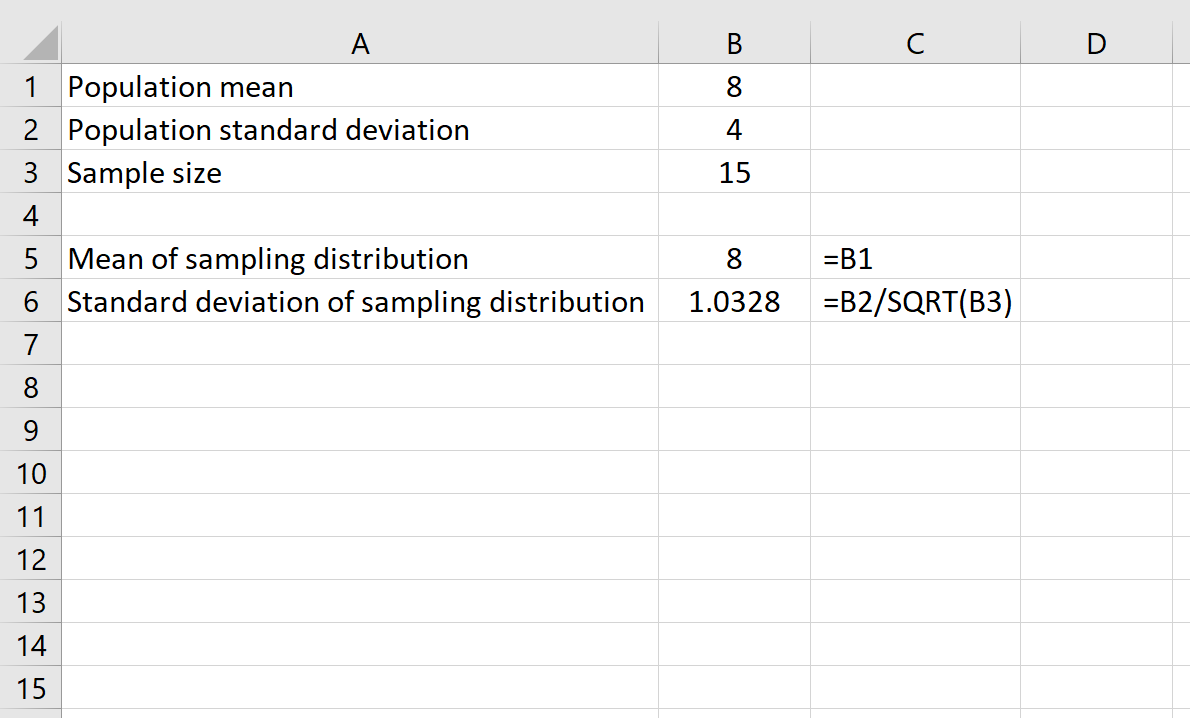 Central limit theorem example in Excel