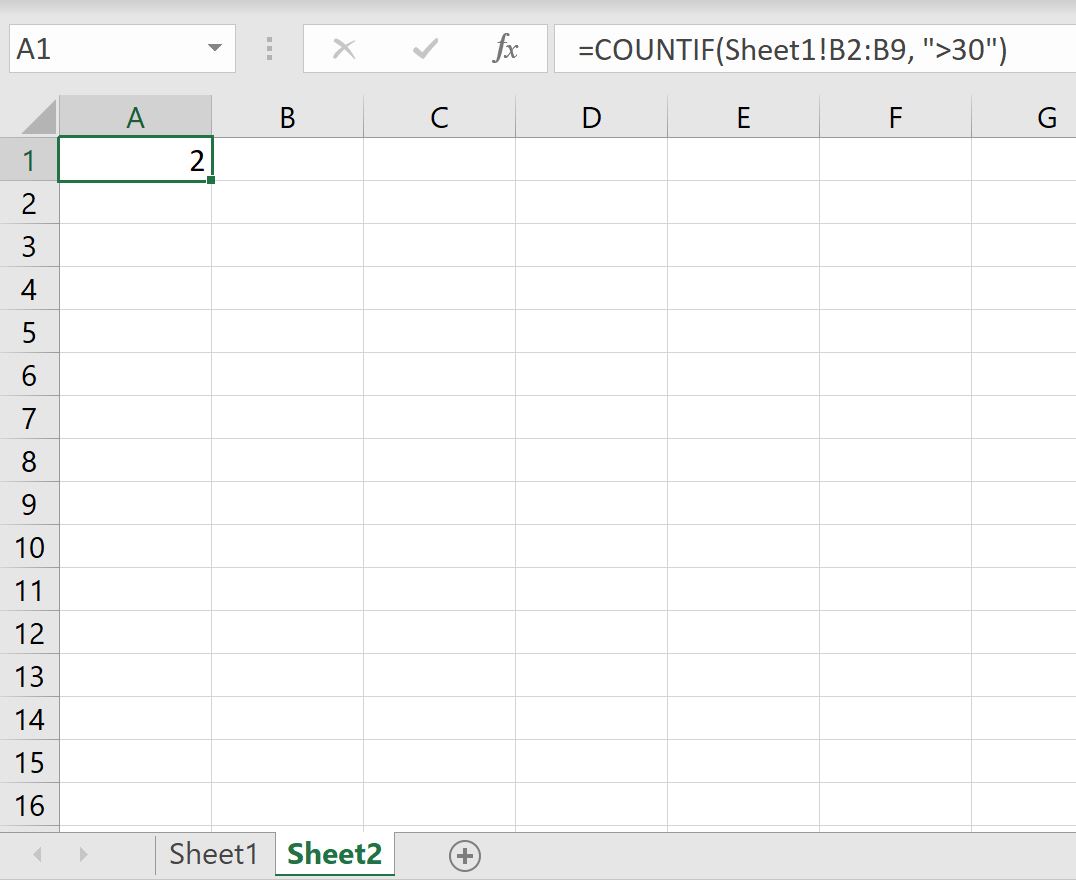 Excel COUNTIF from another sheet