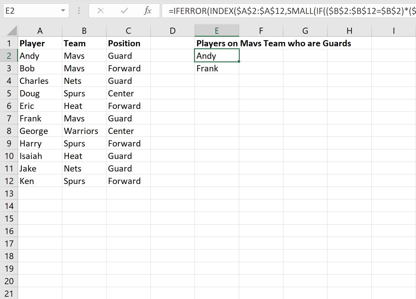 Excel create list based on multiple criteria