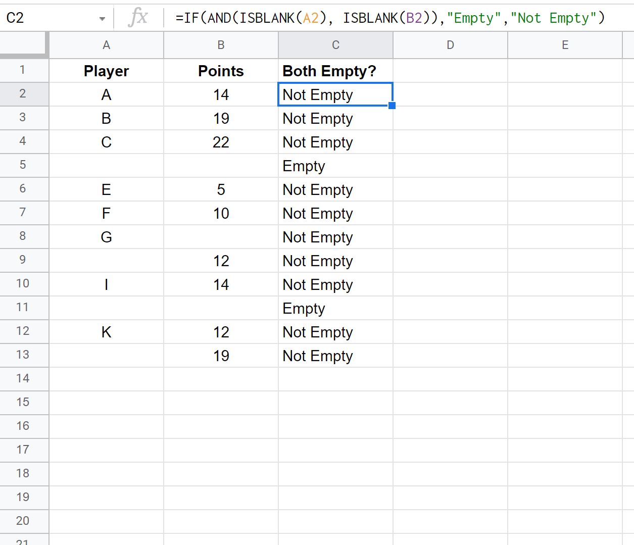 Google Sheets check if multiple cells are empty