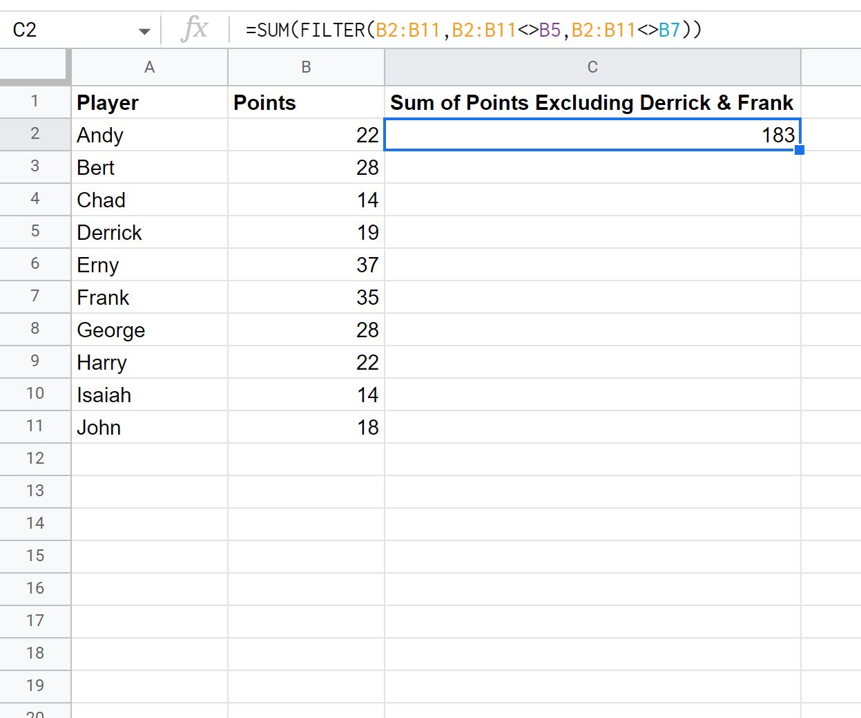 Google Sheets exclude multiple cells from range