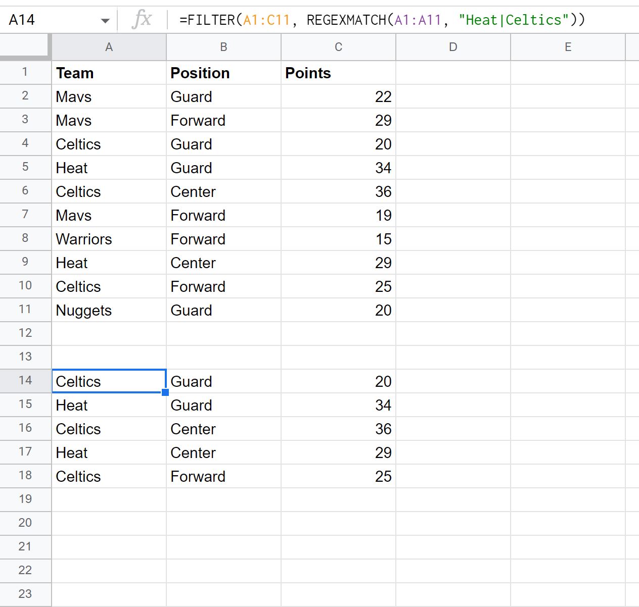 Google Sheets filter column by multiple values