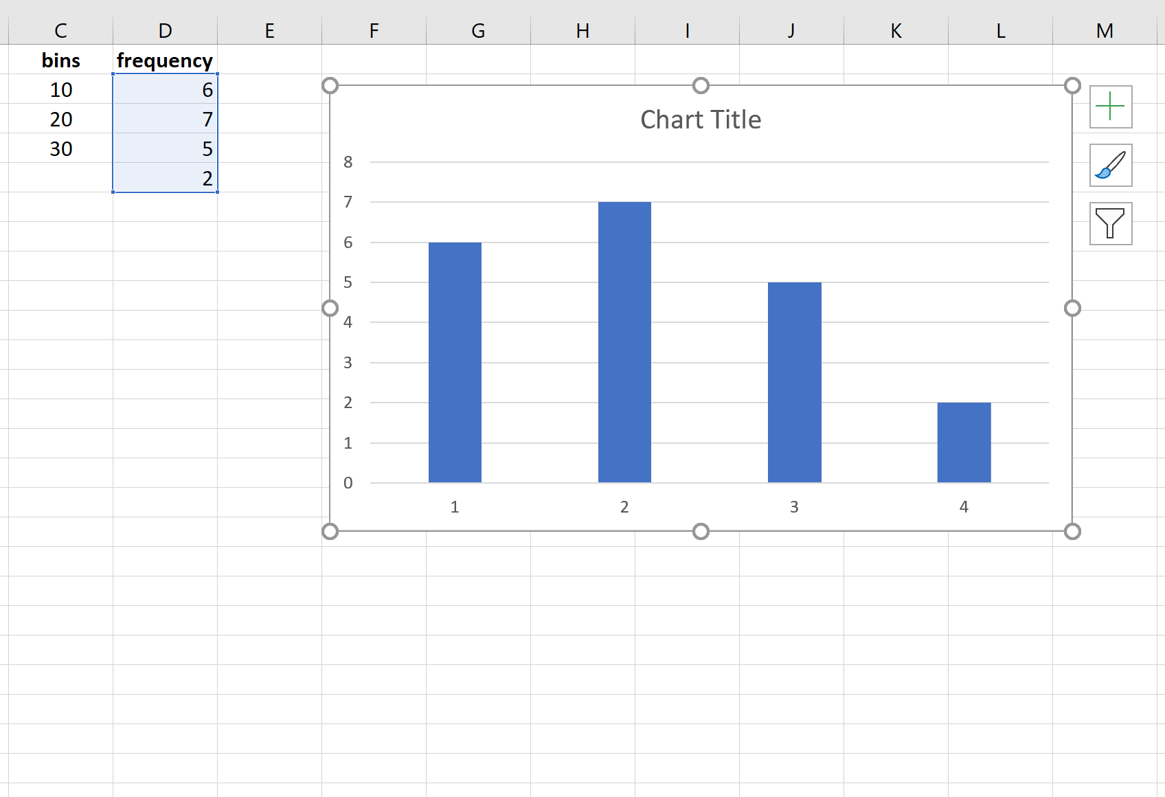 Visualizing a frequency distribution in Excel