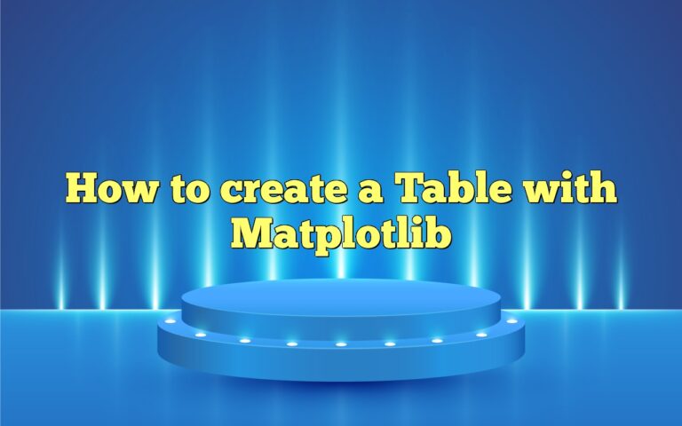 How To Create A Table With Matplotlib