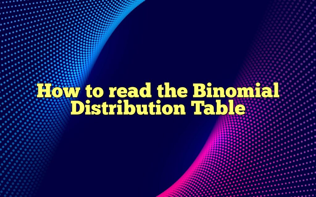 How To Read The Binomial Distribution Table