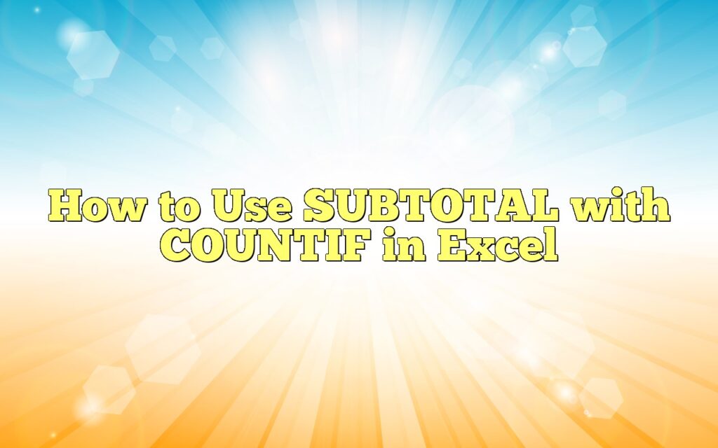 How To Use SUBTOTAL With COUNTIF In Excel