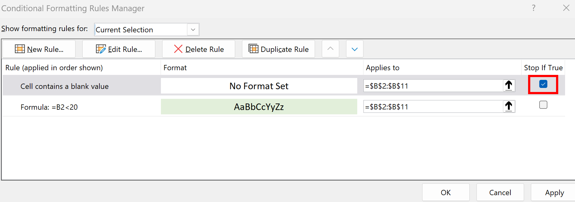 Excel conditional formatting ignore blanks