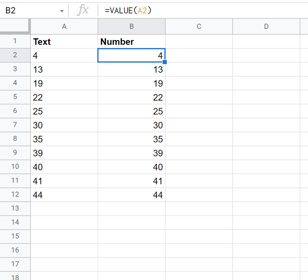 Google Sheets convert text to numbers