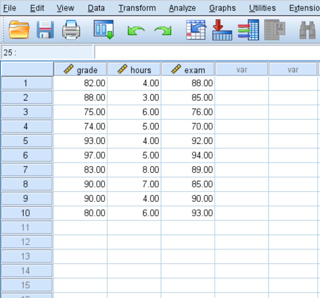 Raw data in SPSS