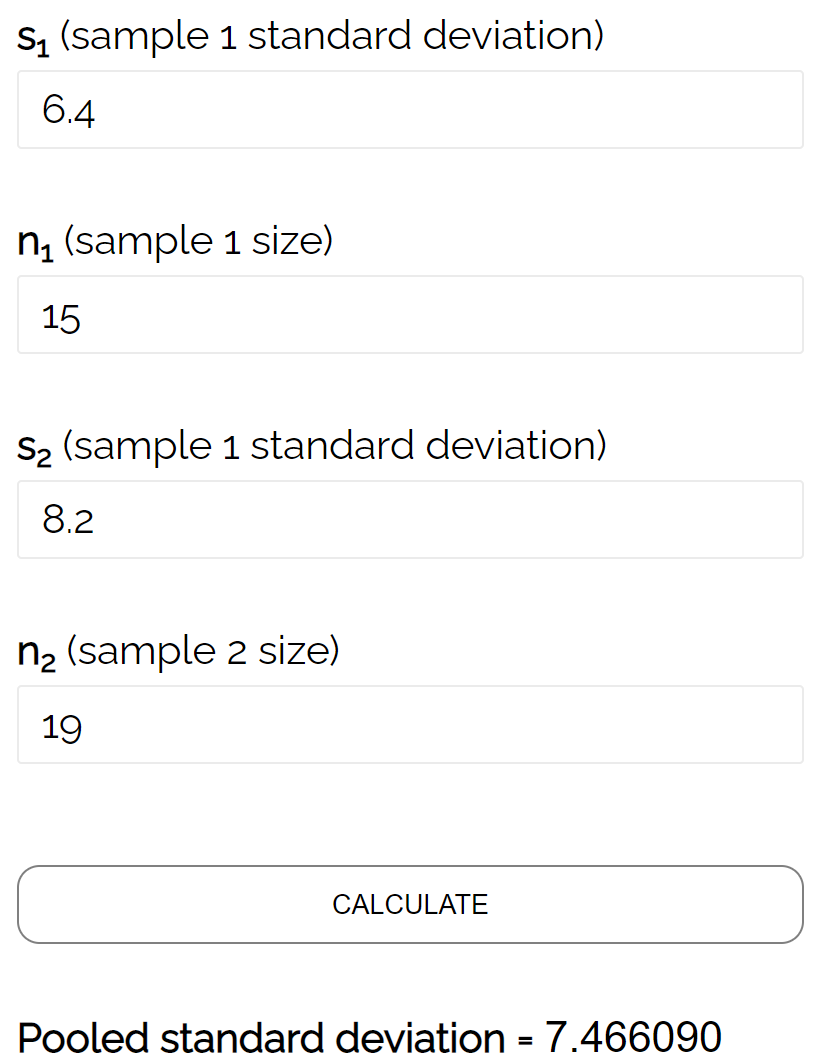 Pooled standard deviation calculator