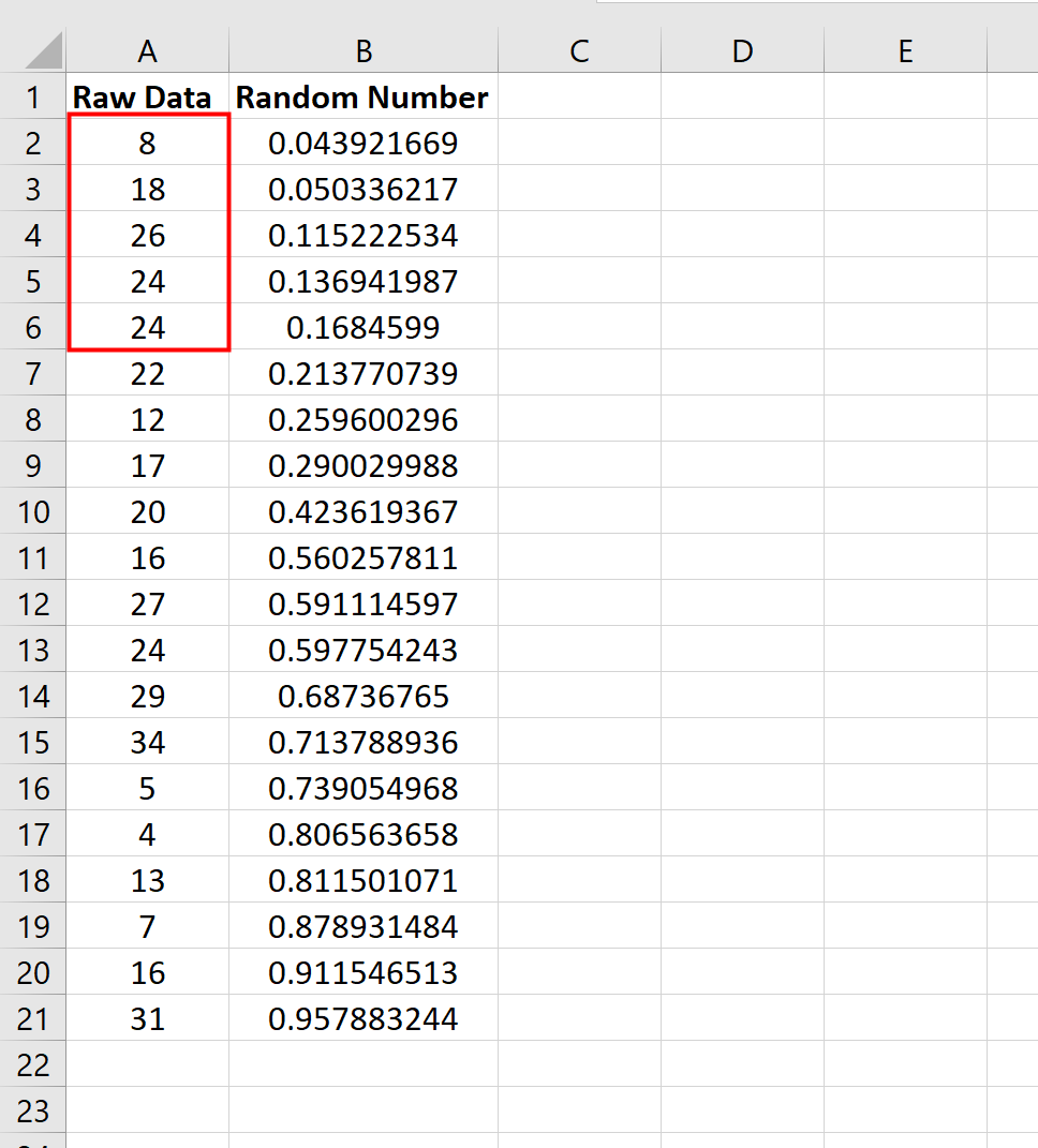 Select a random sample in Excel