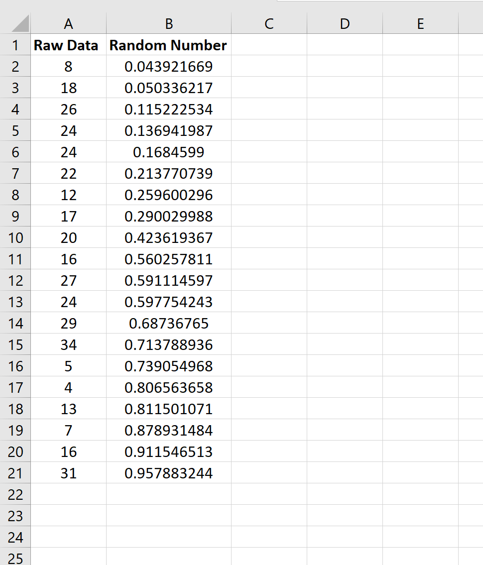 Random sample in Excel