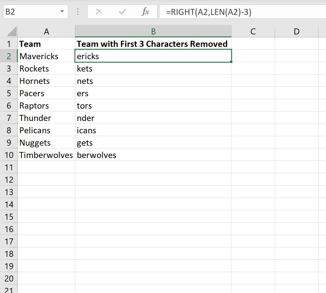 Excel remove first 3 characters from string