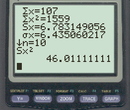 sample variance on TI-84 calculator