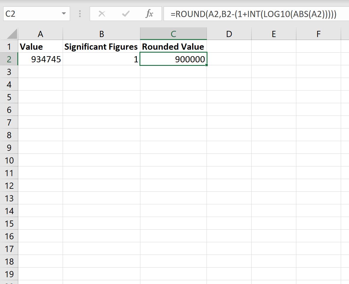 round to significant figures in excel