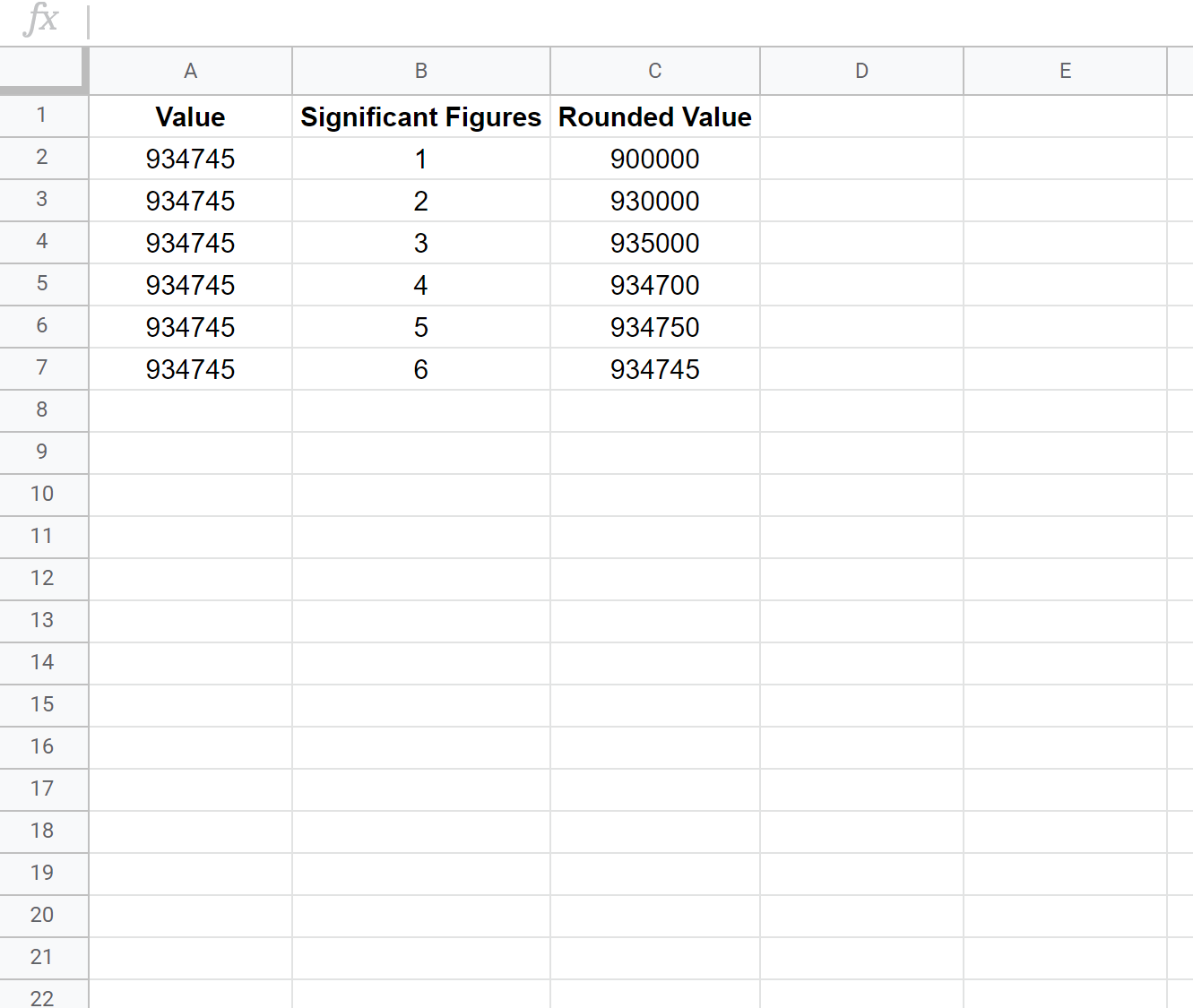Rounding to significant figures in Google Sheets