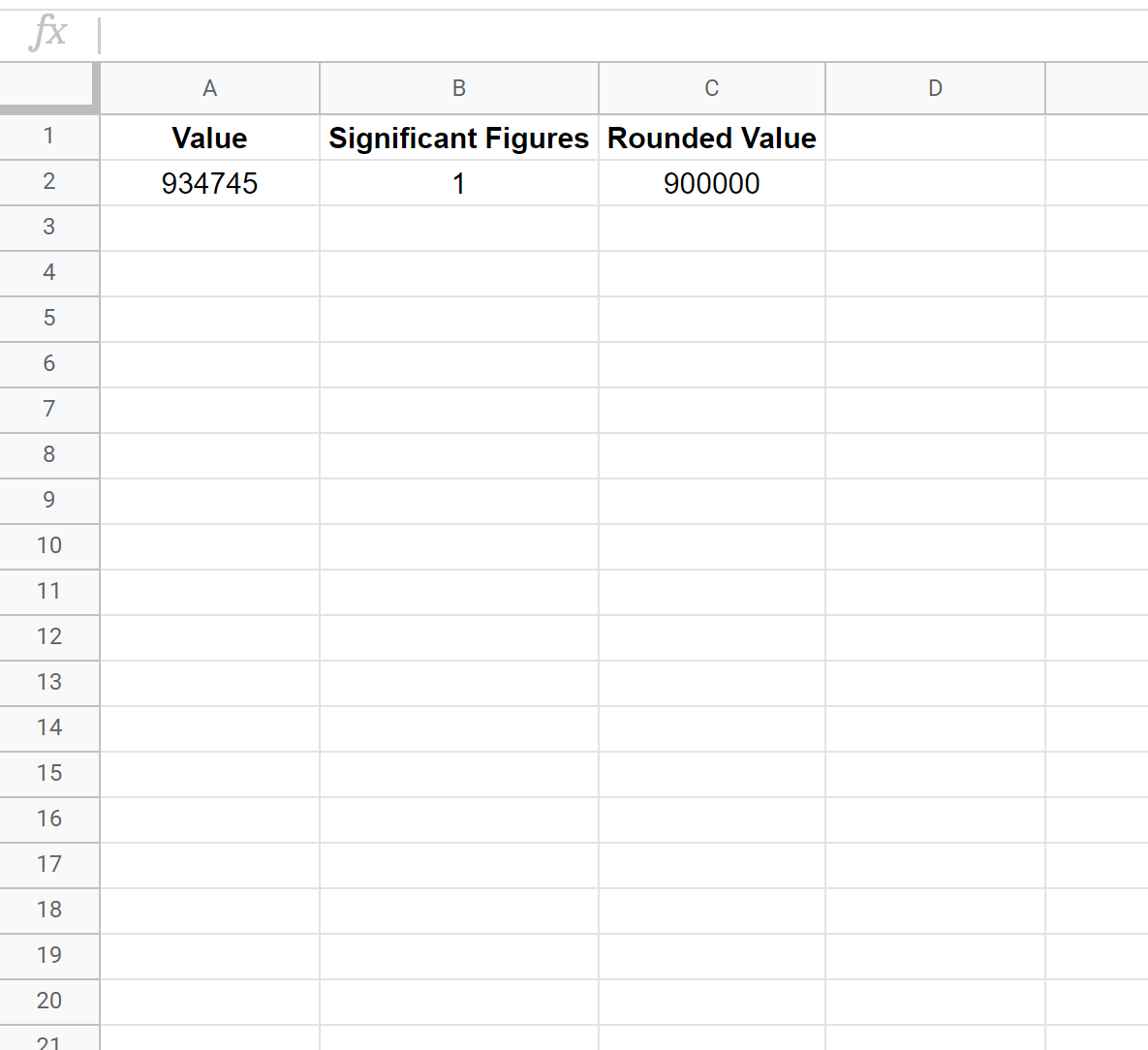 Google Sheets significant figures