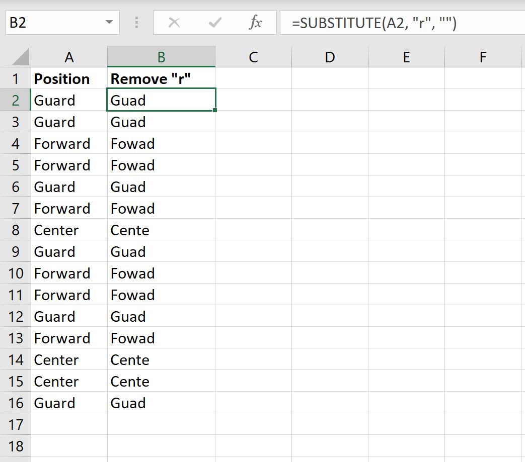 Excel remove specific text from cell