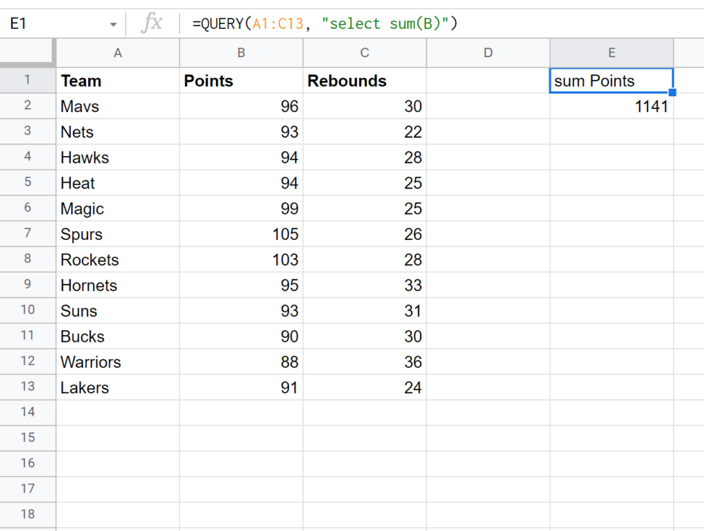 How to Sum Values in Google Sheets Using the QUERY Function