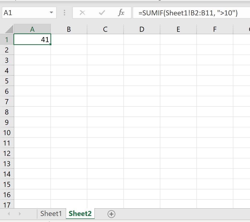 Excel SUMIF from another sheet
