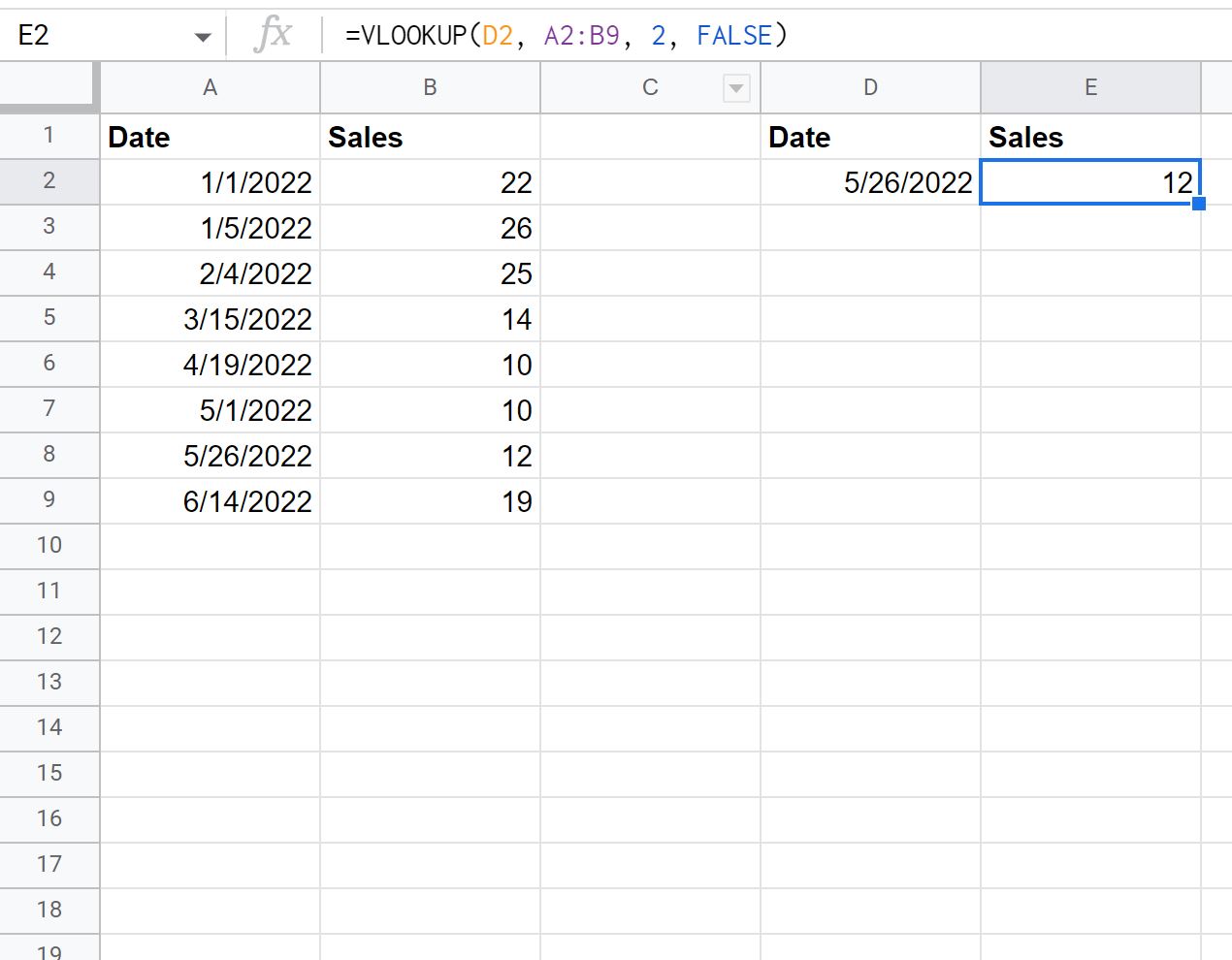 Google Sheets VLOOKUP by date