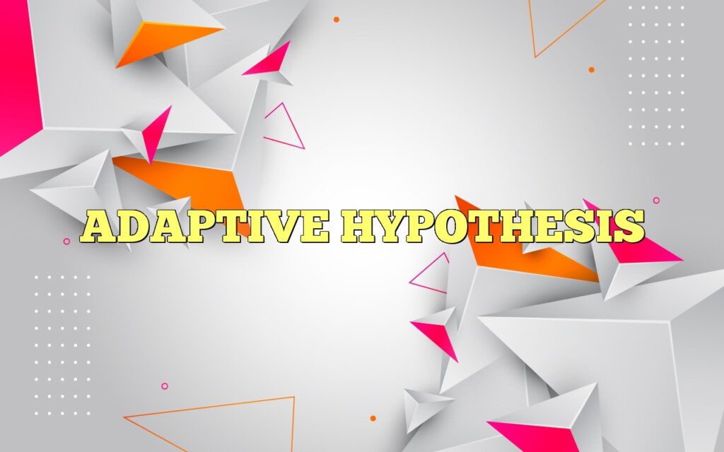ADAPTIVE HYPOTHESIS