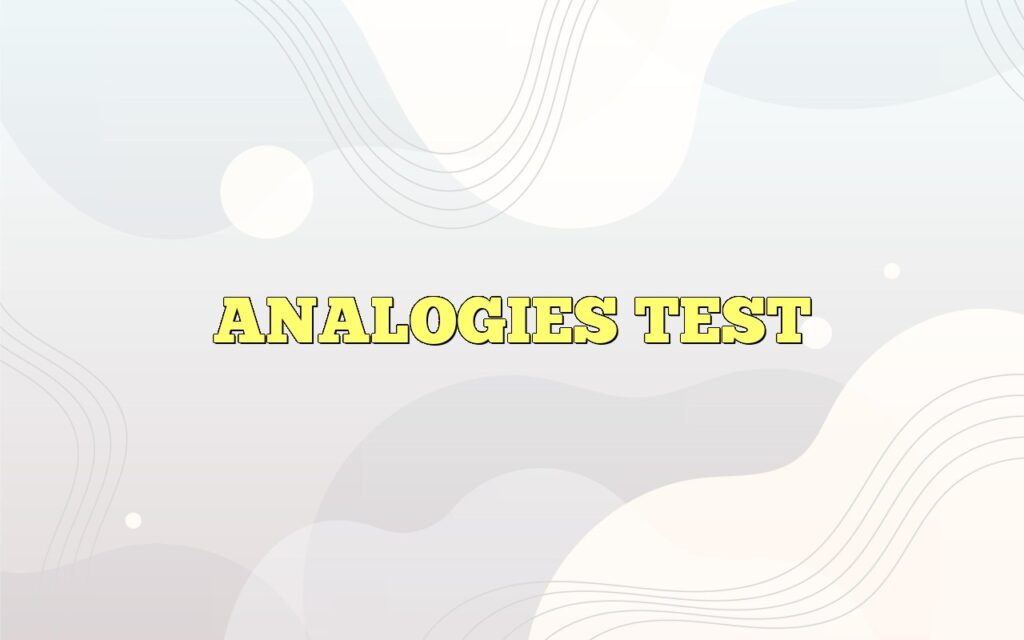 ANALOGIES TEST
