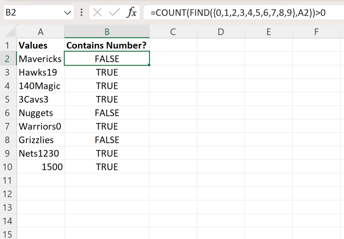 Excel check if cell contains number
